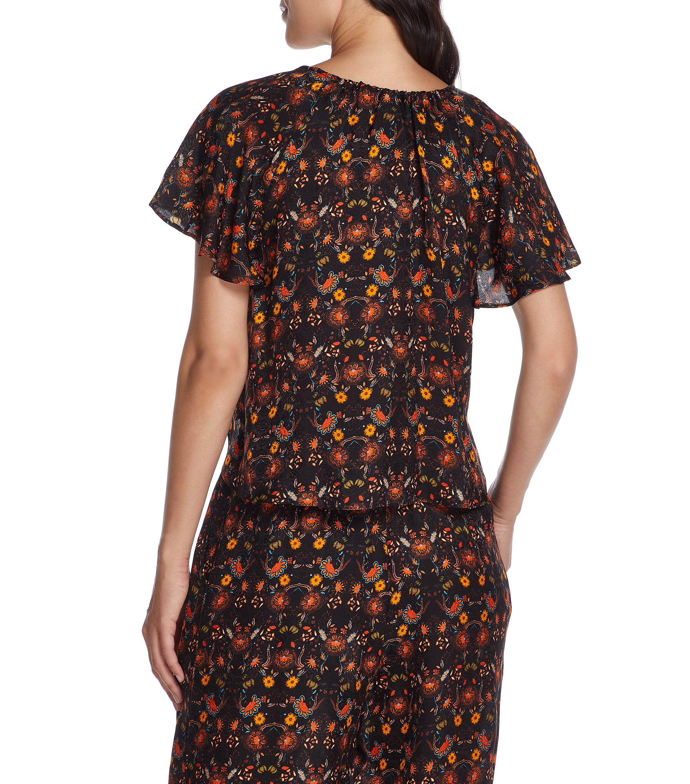 Blusa estampada manga corta Mujer